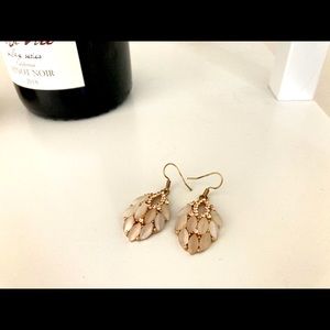 Rose gold white marble earring tree leaves shape